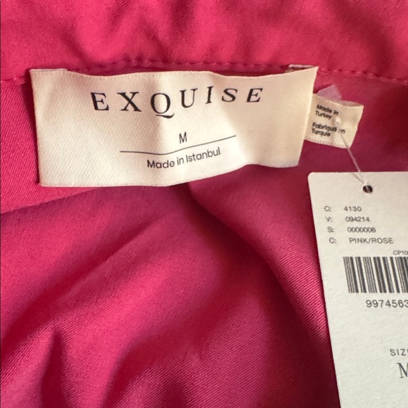 ANTHROPOLOGIE Exquise Tobie Button Front Pleated Shirt Dress Mini Pink Party M - Picture 6 of 8